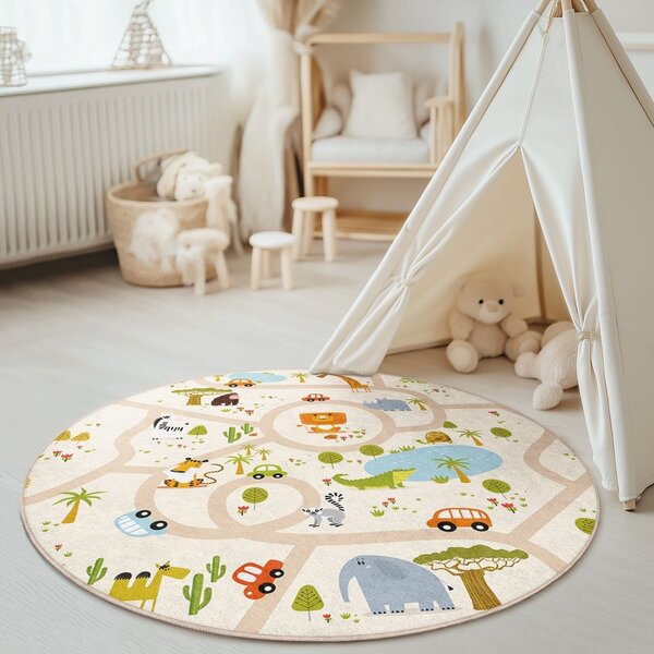 Covor de joacă pentru copii lavabil ø100 cm Savana Ride – Mila Home