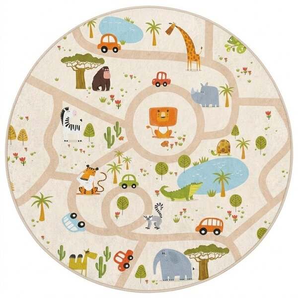 Covor de joacă pentru copii lavabil ø100 cm Savana Ride – Mila Home