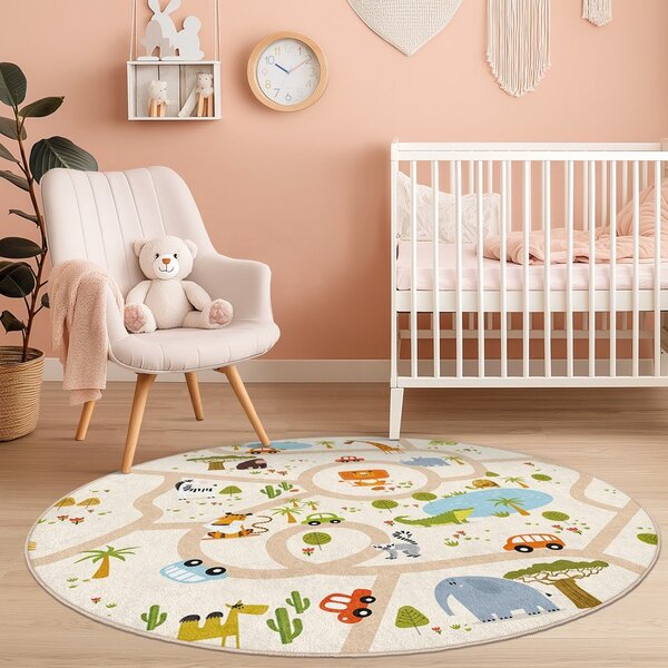 Covor de joacă pentru copii lavabil ø100 cm Savana Ride – Mila Home
