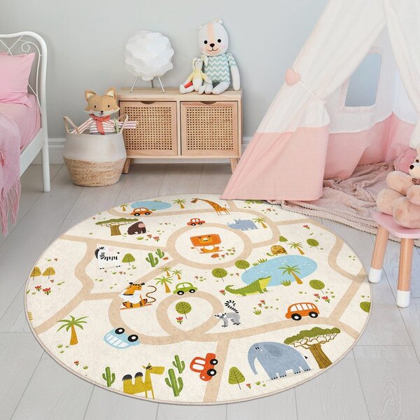 Covor de joacă pentru copii lavabil ø100 cm Savana Ride – Mila Home