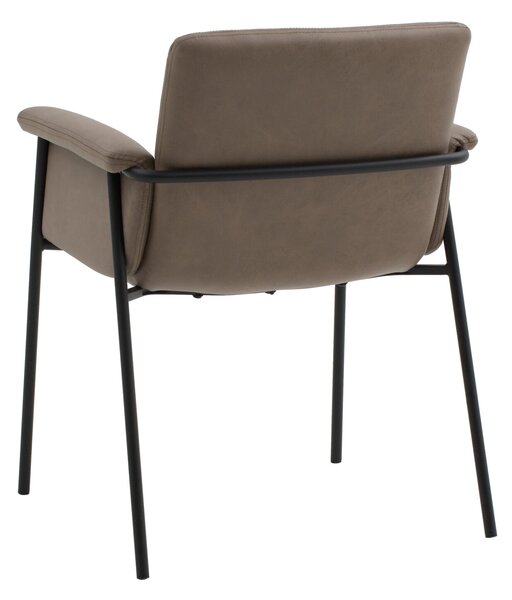 Scaun tip fotoliu Ramira, piele ecologica, structura metalica - GRI ANTRACIT