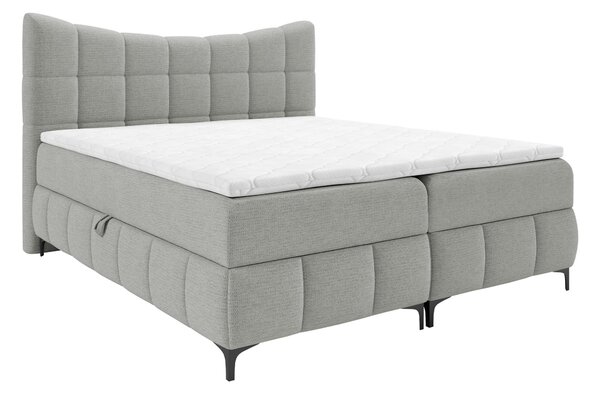 Pat boxspring LitteraBoxspring, Single, Gri deschis, 120x200, Tapiterie, Somiera patSomiera pat, 12x21x12cm