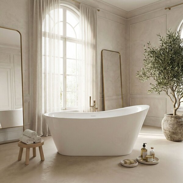 Cadă de baie independentă Rea Lusso Slim 170×74 cm, albă, REA-W0504