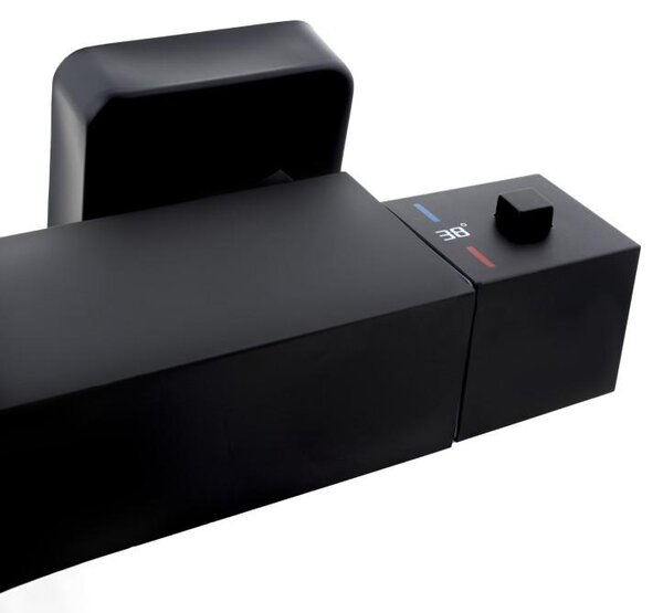 Erga Therm, baterie de duș termostatică de perete 150 mm, negru mat, ERG-YKA-BW.GB-THERM-BLK