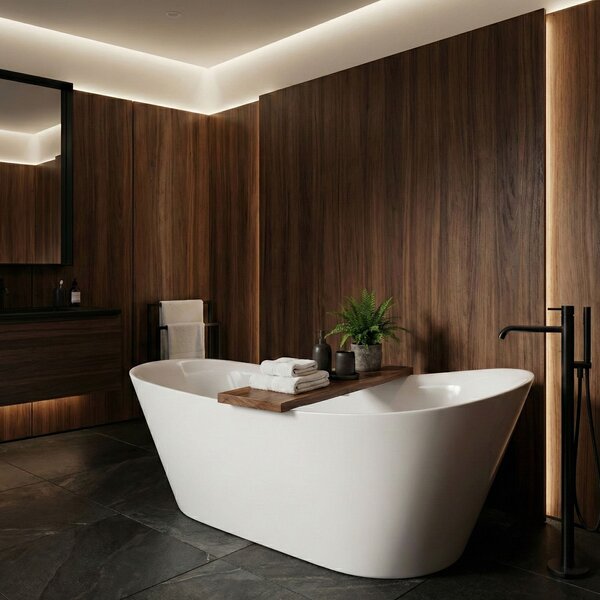 Cadă de baie independentă Rea Lusso Slim 170×74 cm, albă, REA-W0504