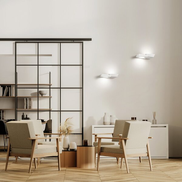 TECNICO by Sforzin Anchise aplică din ipsos, up/downlight, 2 becuri, reglabil, Alb, Camera de zi / sufragerie, Tencuială / Argilă, Design