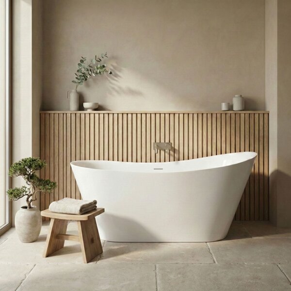 Cadă de baie independentă Rea Lusso Slim 170×74 cm, albă, REA-W0504