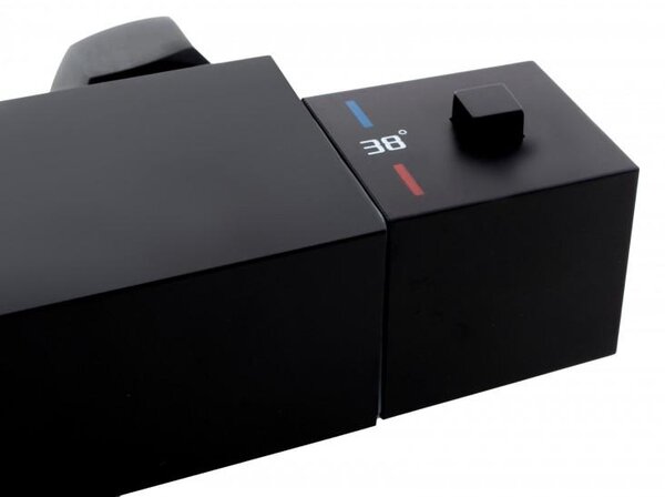 Erga Therm, baterie de duș termostatică de perete 150 mm, negru mat, ERG-YKA-BW.GB-THERM-BLK