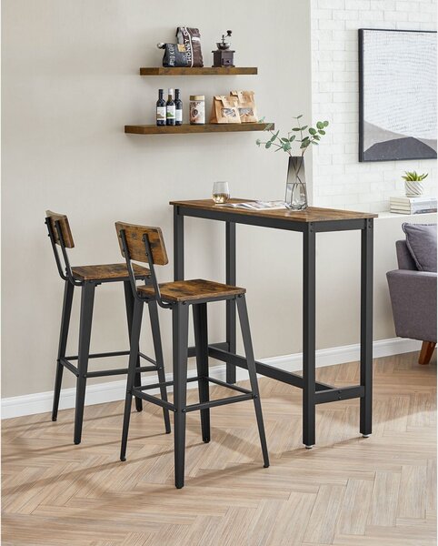 Set 2 scaune de bar, Vasagle, Maro-Negru, 102.2×45.4×45.4 cm