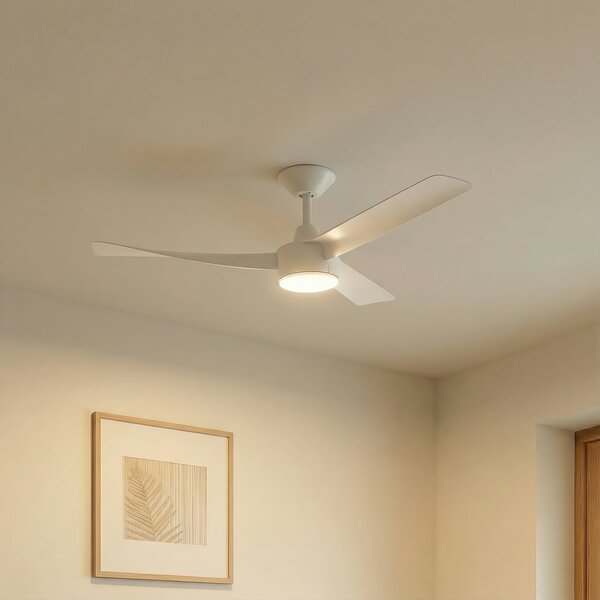 Lucande Ventilator de tavan cu LED Airona, alb, curent continuu, silențios,, reglabil, Alb, Camera de zi / sufragerie, Plastic, Modern
