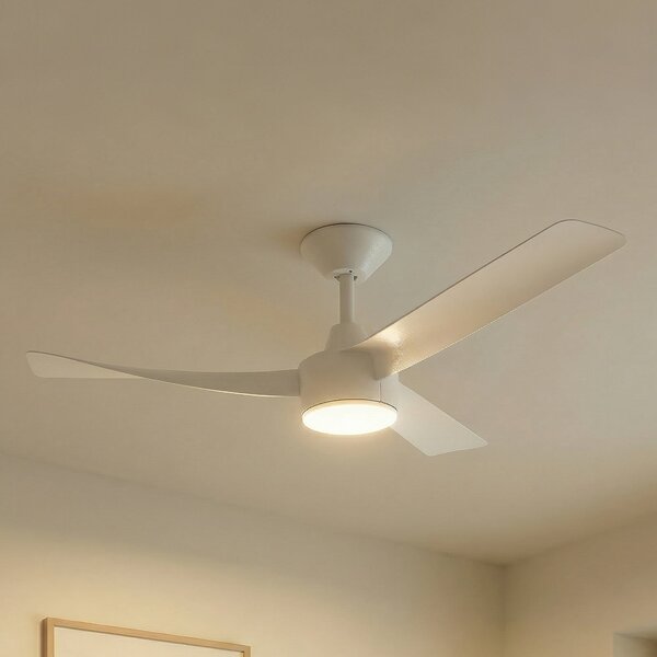 Lucande Ventilator de tavan cu LED Airona, alb, curent continuu, silențios,, reglabil, Alb, Camera de zi / sufragerie, Plastic, Modern