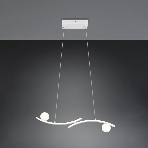Trio Lighting Lampă suspendată LED Napoli, alb mat, lungime 82 cm, metal, CCT, reglabil, Alb, Camera de zi / sufragerie, Metal, Modern