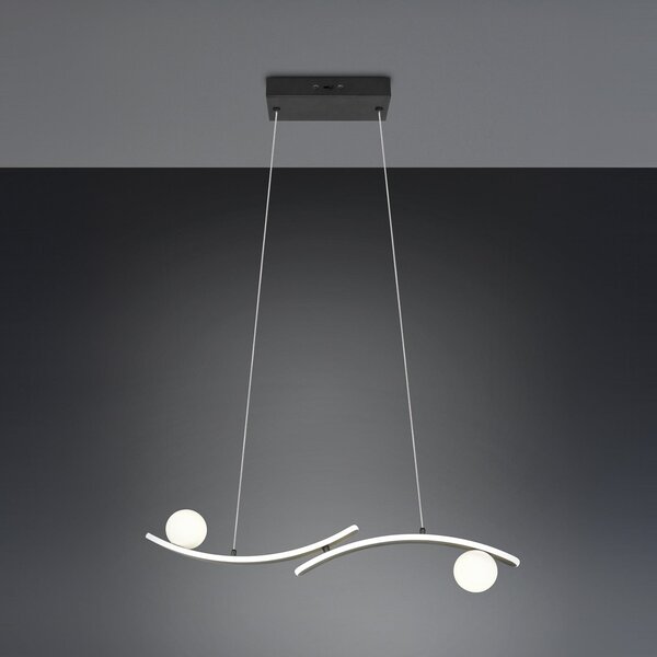 Trio Lighting Lampă suspendată LED Napoli, negru mat, lungime 82 cm, metal, reglabil, Negru, Camera de zi / sufragerie, Metal, Modern