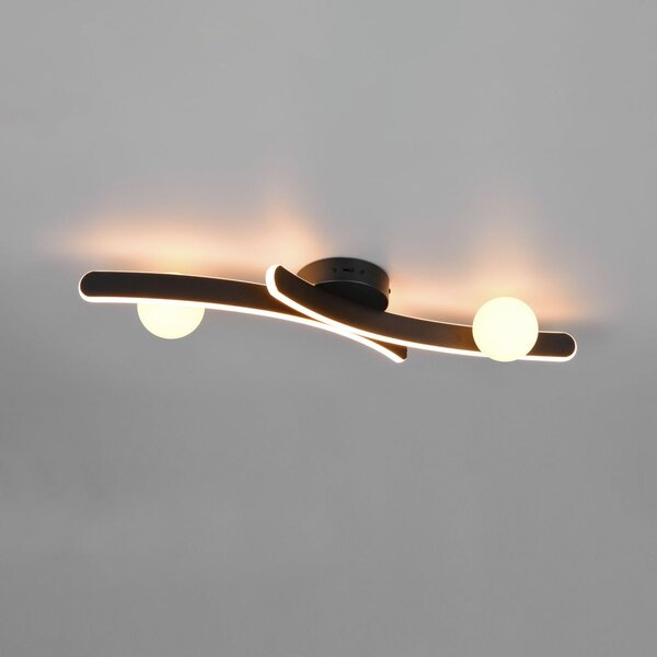 Trio Lighting Plafonieră LED Napoli, negru mat, lungime 70 cm, metal, reglabil, Negru, Camera de zi / sufragerie, Metal, Modern