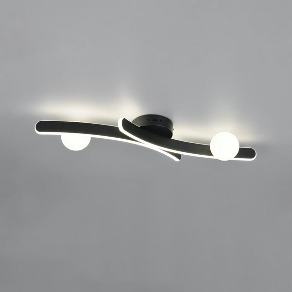 Trio Lighting Plafonieră LED Napoli, negru mat, lungime 70 cm, metal, reglabil, Negru, Camera de zi / sufragerie, Metal, Modern