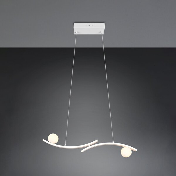 Trio Lighting Lampă suspendată LED Napoli, alb mat, lungime 82 cm, metal, CCT, reglabil, Alb, Camera de zi / sufragerie, Metal, Modern