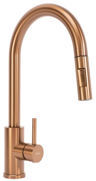 Chiuvetă Rea Paul, din oțel inoxidabil cu 1 compartiment 600x480x185 mm, cupru mat, ZLE-06017