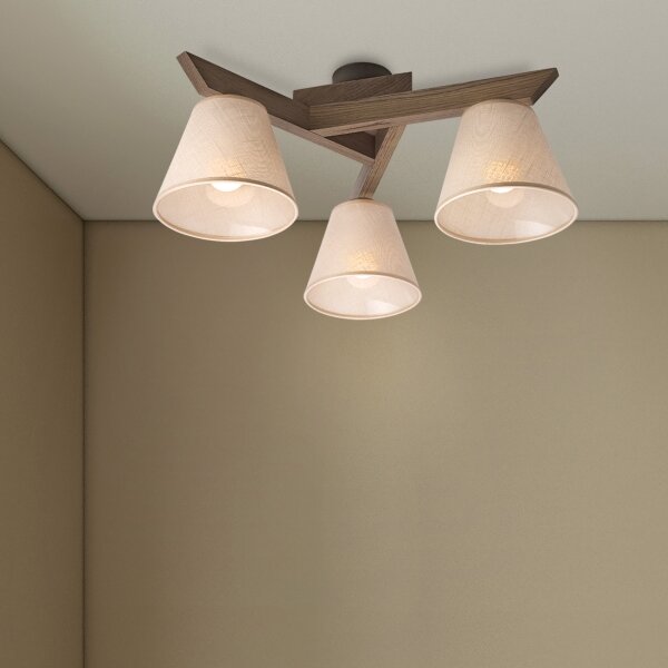 Brilagi - Lustră aplicată LED ANTHONY 3xE14/40W/230V stejar-nuc/bej