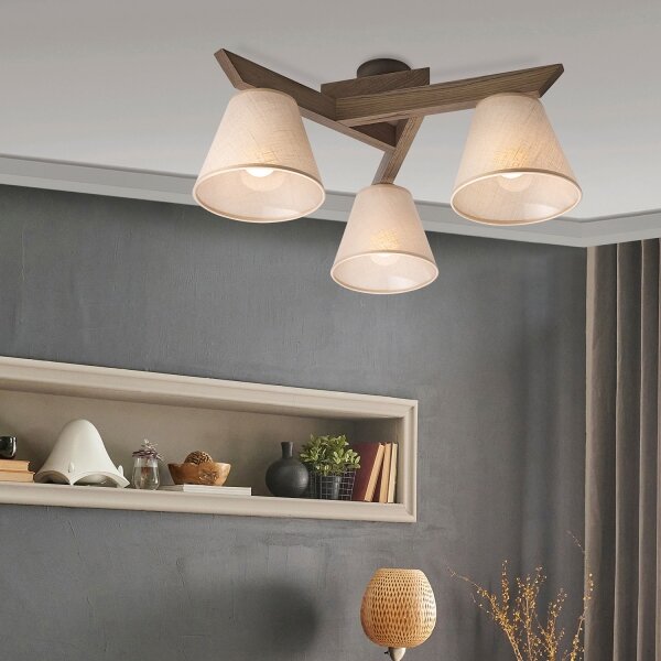 Brilagi - Lustră aplicată LED ANTHONY 3xE14/40W/230V stejar-nuc/bej