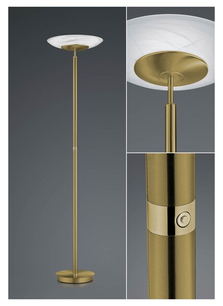 HELL Lampadar LED Findus, 1 bec, alamă antic, reglabil, Bronz / Alamă Veche, Camera de zi / sufragerie, Metal, Modern