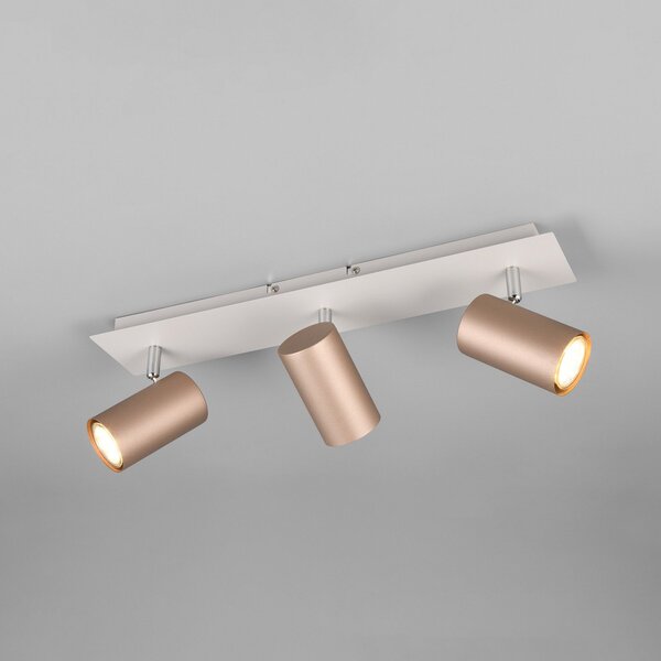 Trio Lighting Spot de plafon Marley maro/gri deschis 48 x 9 cm 3 becuri din metal, reglabil, Maro / Rugină, Camera de zi / sufragerie, Metal, Modern, Plafon cu flacără multiplă