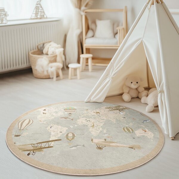 Covor de joacă pentru copii lavabil ø100 cm Vintage World – Mila Home