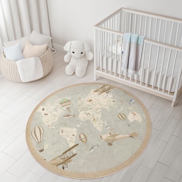 Covor de joacă pentru copii lavabil ø100 cm Vintage World – Mila Home