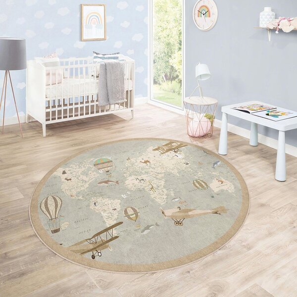 Covor de joacă pentru copii lavabil ø100 cm Vintage World – Mila Home