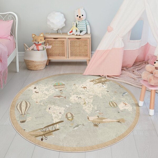 Covor de joacă pentru copii lavabil ø100 cm Vintage World – Mila Home