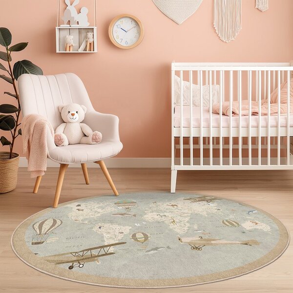 Covor de joacă pentru copii lavabil ø100 cm Vintage World – Mila Home