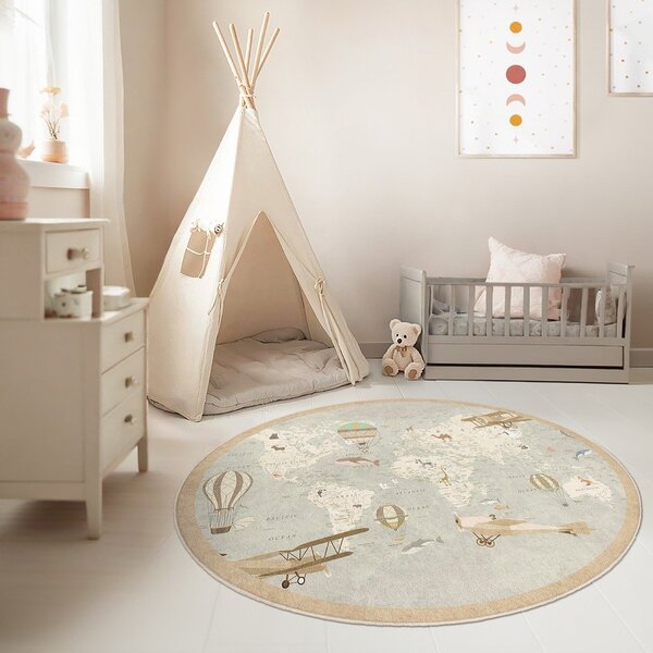 Covor de joacă pentru copii lavabil ø100 cm Vintage World – Mila Home