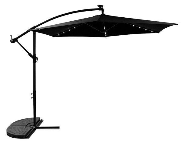 Umbrelă de grădină Aga 300 cm Neagră cu iluminare LED