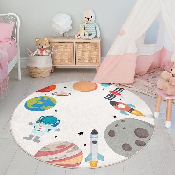 Covor de joacă pentru copii lavabil ø150 cm Space Trip – Mila Home