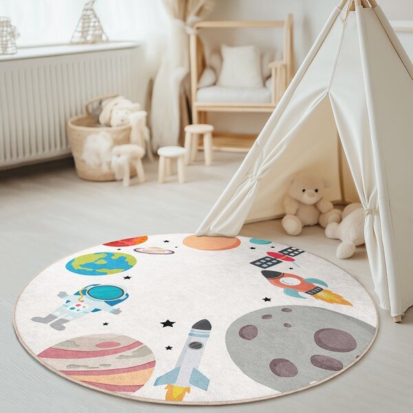 Covor de joacă pentru copii lavabil ø150 cm Space Trip – Mila Home