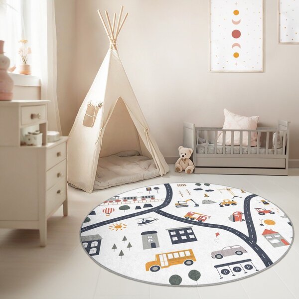 Covor de joacă pentru copii lavabil ø120 cm World Around Me – Mila Home