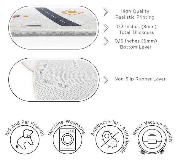 Covor de joacă pentru copii lavabil ø120 cm World Around Me – Mila Home