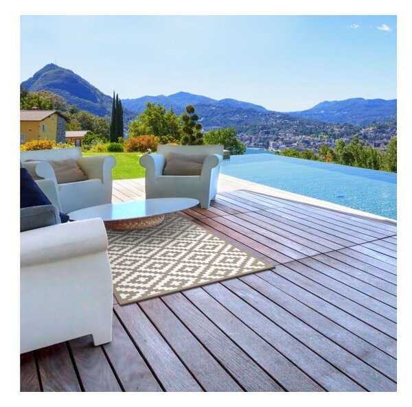 Covor reversibil potrivit și pentru exterior Green Decore Nirvana, 120 x 180 cm, alb - bej