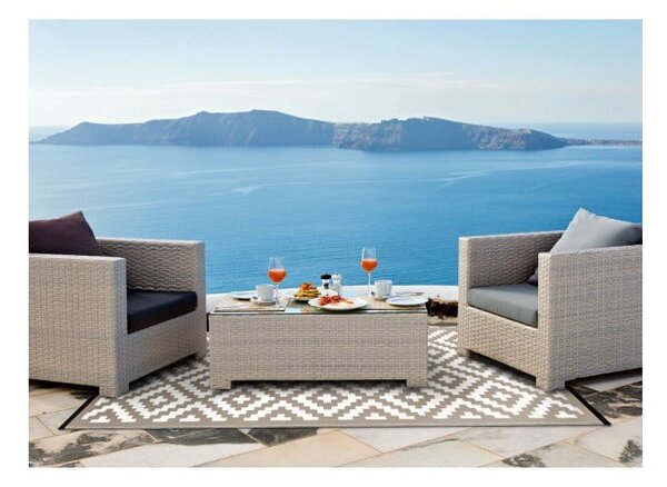 Covor reversibil potrivit și pentru exterior Green Decore Nirvana, 120 x 180 cm, alb - bej