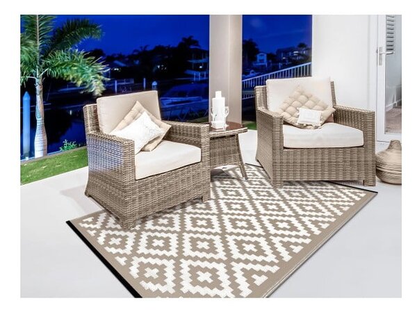 Covor reversibil potrivit și pentru exterior Green Decore Nirvana, 120 x 180 cm, alb - bej