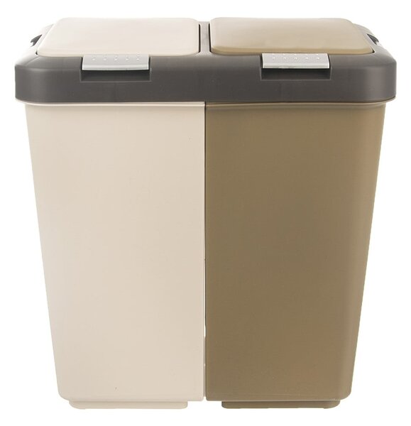 Coș de gunoi alb/bej de reciclat 2x20 l din plastic Duo Dust – Orion