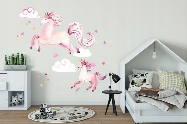 Autocolant de basm pentru perete Unicorni magici 80 x 160 cm