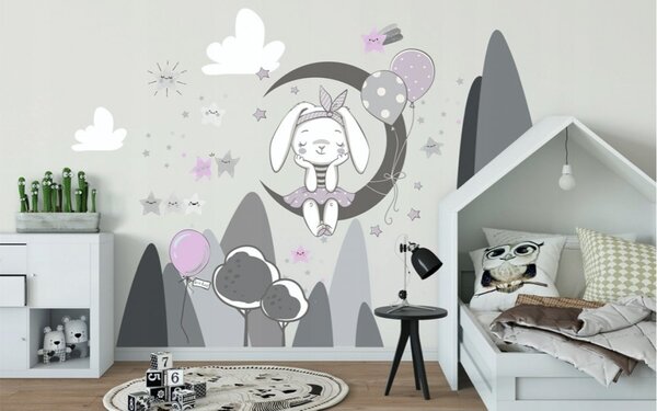 Autocolant decorativ de perete pentru camera fetelor Mia Iepurașul Visător 60 x 120 cm