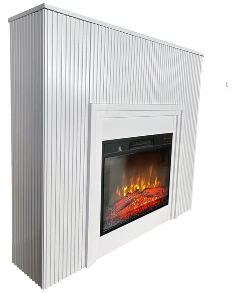 Semineu electric 3D cu riflaje ElectricSun LAMELIA alb, cu sunet, 3 culori, Wi-Fi cu APP internet, L120xH102cm