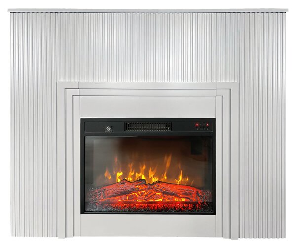 Semineu electric 3D cu riflaje ElectricSun LAMELIA alb, cu sunet, 3 culori, Wi-Fi cu APP internet, L120xH102cm
