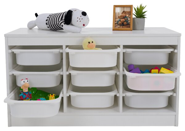 KONDELA Organizator cu cutii de depozitare, alb, TRIMAL