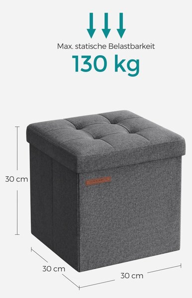 Bancuta cu spatiu de depozitare tip Otoman Gri Inchis 30x30x30 cm
