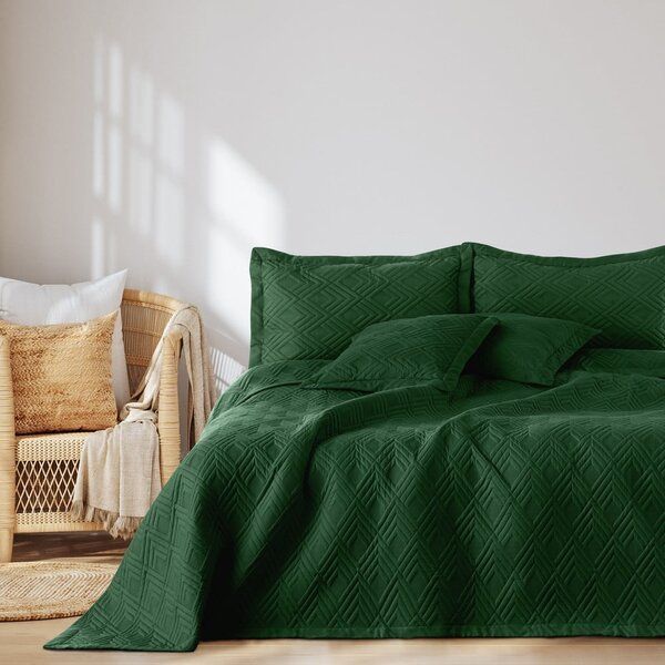 Cuvertură verde-închis matlasată din microfibră 170x210 cm Ophelia – Restilo