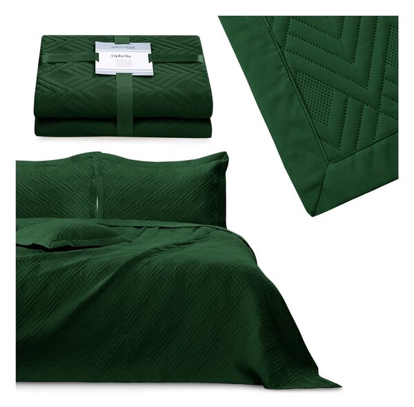 Cuvertură verde-închis matlasată din microfibră 170x210 cm Ophelia – Restilo