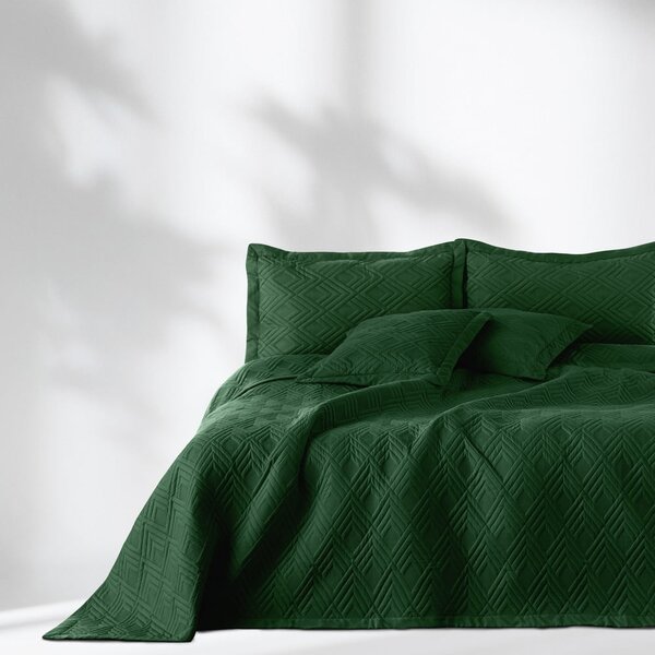 Cuvertură verde-închis matlasată din microfibră 170x210 cm Ophelia – Restilo