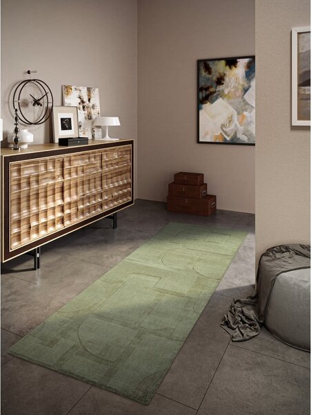 Covor tip traversă verde țesut manual din lână 80x250 cm Alexis – Villeroy&Boch
